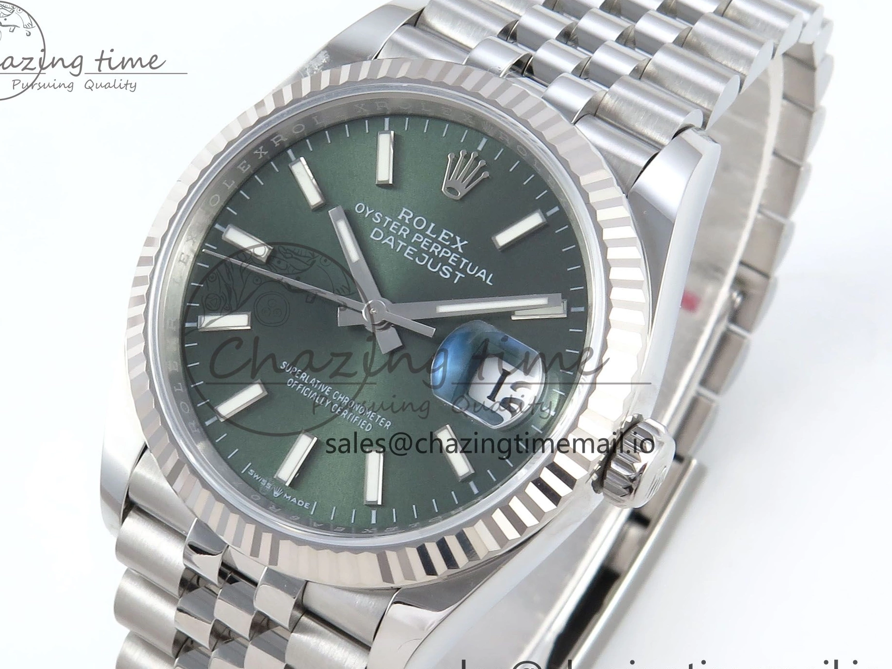 36 Jubilee Green DateJust Stick A3235 Edition Marker 126234 Bracelet Best EWEF on Dial 0126